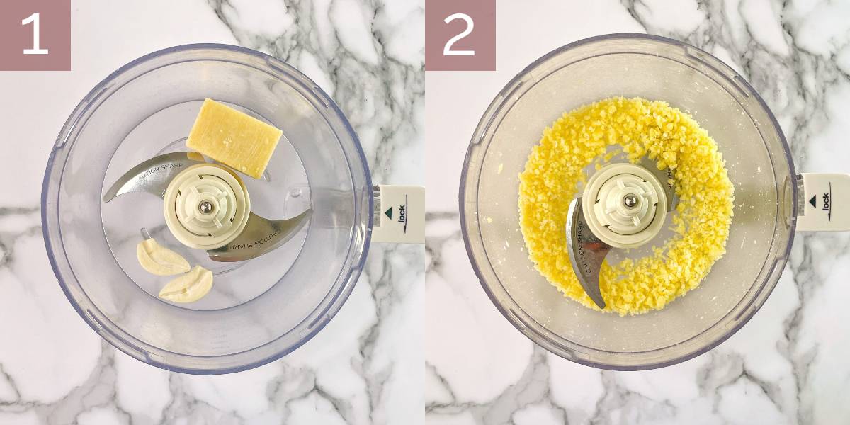 collage showing how to make this pesto recipe