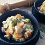 "Creamy" Mustard Chicken - 2 Way Dinner - a super easy and delicious chicken hotpot flavoured with mustard made all in one pot to serve 8 on the night, or 4 with a second meal of Chicken, Bacon & Potato Pots...totally tasty and totally time saving!