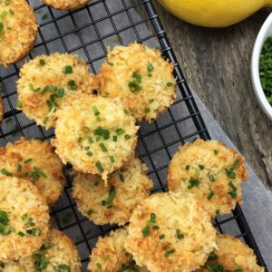 Baked One-Bite Crab Cakes - crunchy panko breadcrumbs on the outside, inside creamy crab yumminess