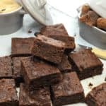 No-crust fig brownies baked in a water bath for soft moist brownies right to the edges