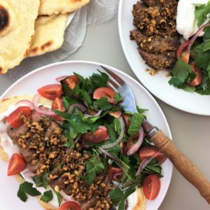 Peanut beef with flatbread - a new way to pan fry steak