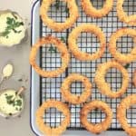 Double crunch baked onion rings with beer batter