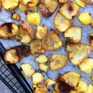 Oven baked super crispy potato skins - crunchy & lightly spiced