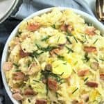 Colcannon mashed potatoes (cabbage & potatoes) - creamy mashed potato with cabbage, leek, bacon & garlic #pimpyourmash
