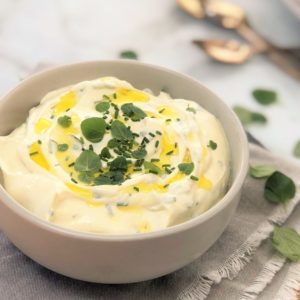 whipped feta cheese with herbs sour cream garlic dip