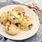 Easy Date Scones - moist, fluffy date scones. No need to rub the butter into the flour, just a quick mix and they're done! Also egg free!