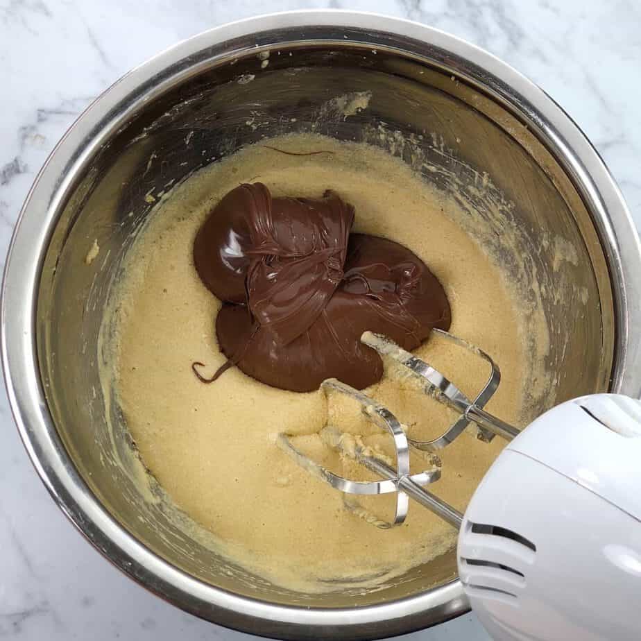 Peanut Butter Nutella Brownies process shot