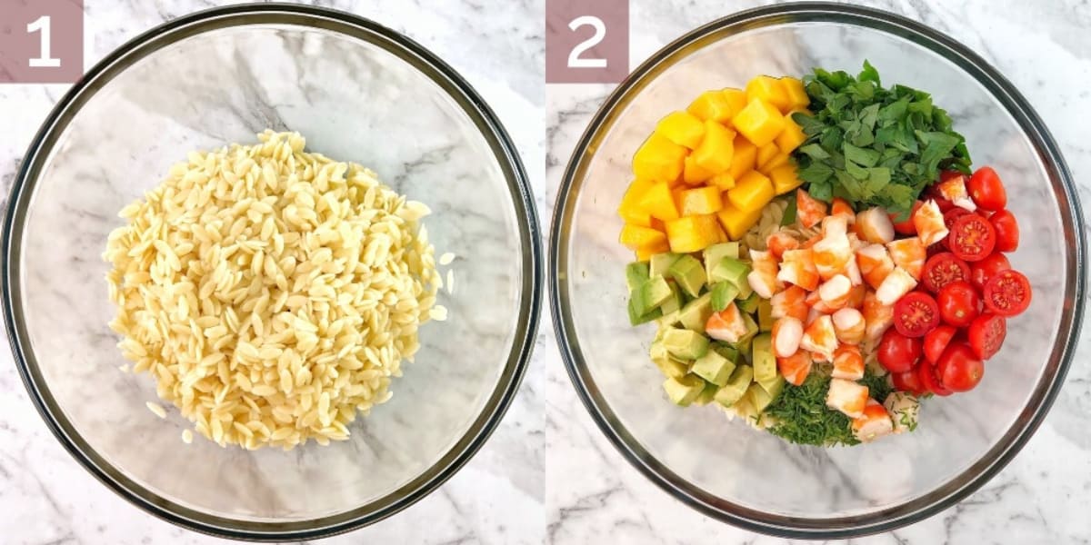 process shots showing how to make this salad recipe
