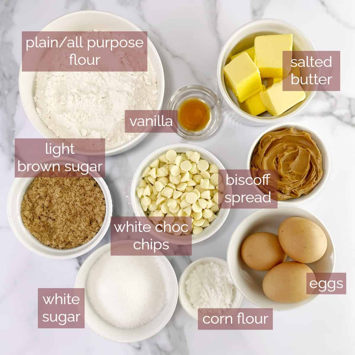 image showing ingredients needed to make this blondie recipe