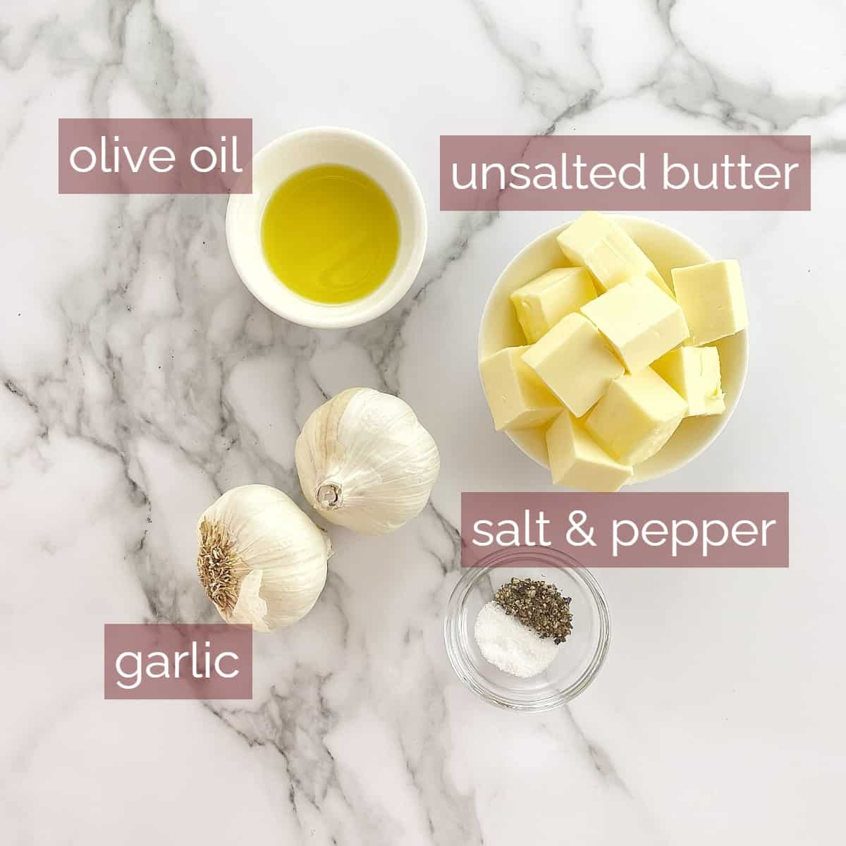 collage showing ingredients needed to make this recipe including labels