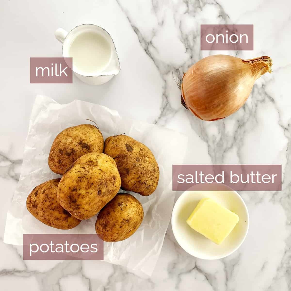 collage showing ingredients needed to cook this recipe with labels