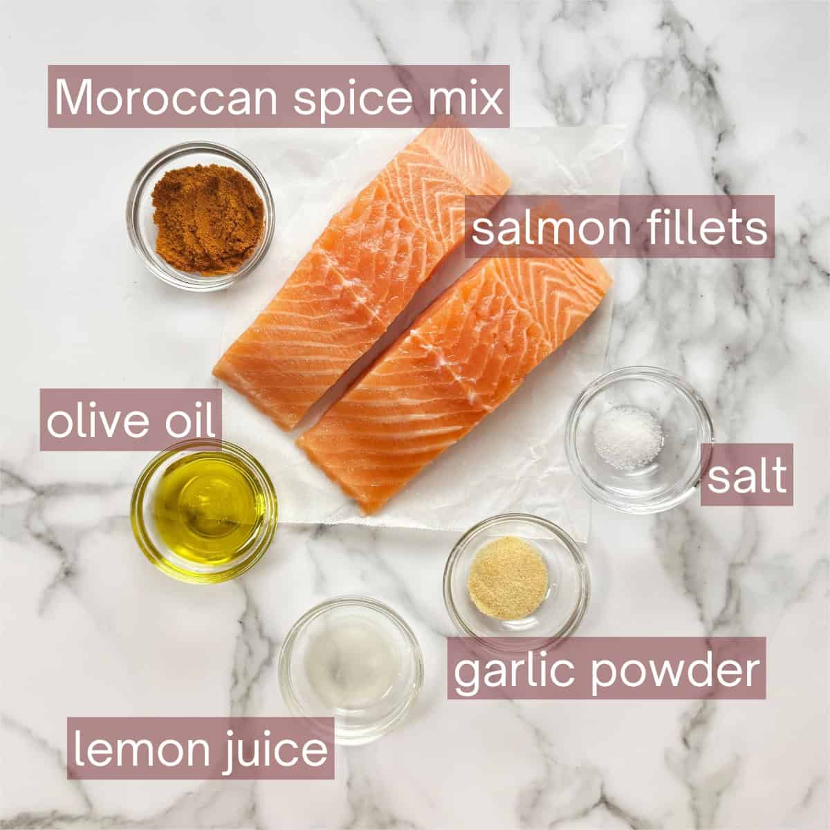 Collage showing the ingredients needed to make this recipe including labels.