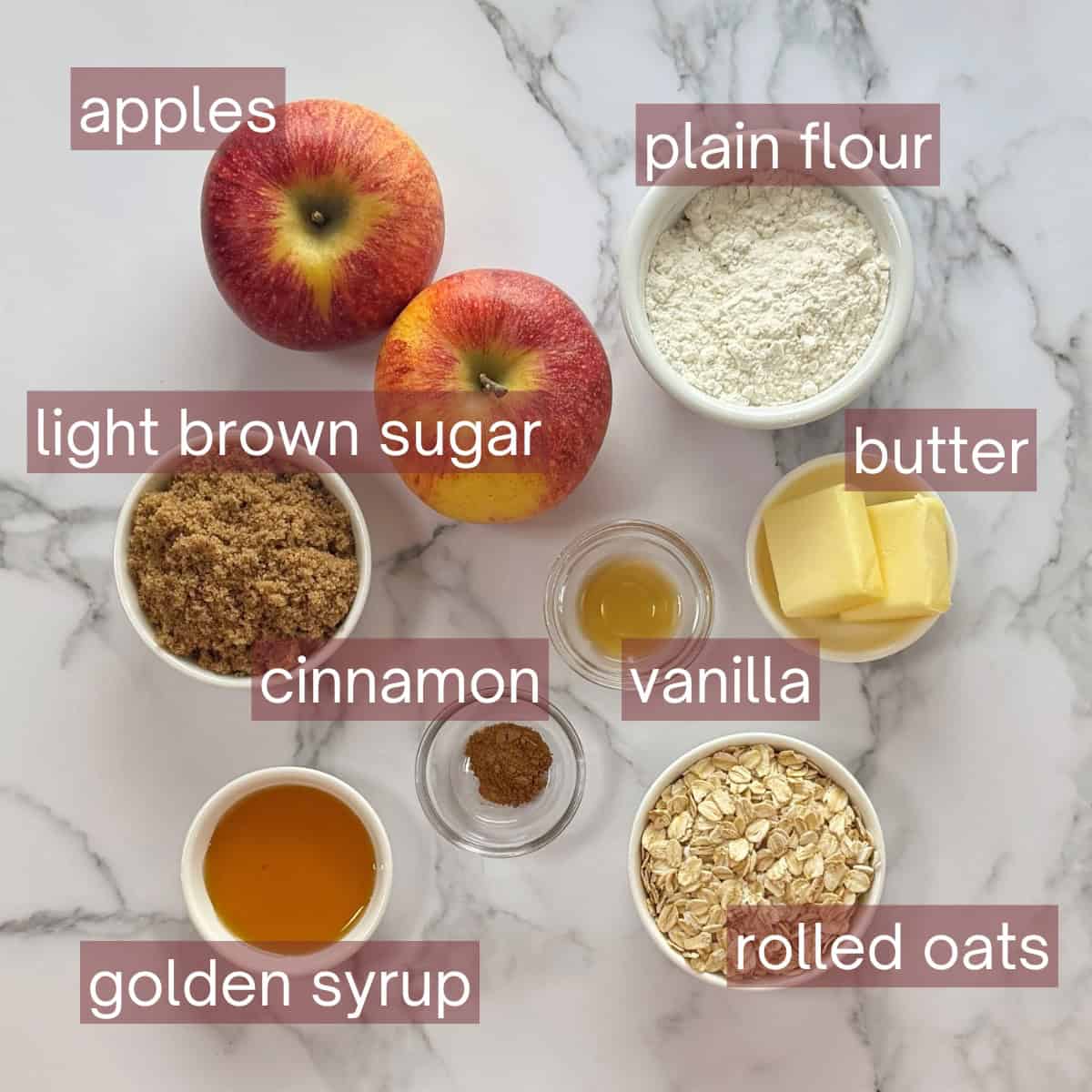 Collage showing the ingredients needed to make this recipe including labels.