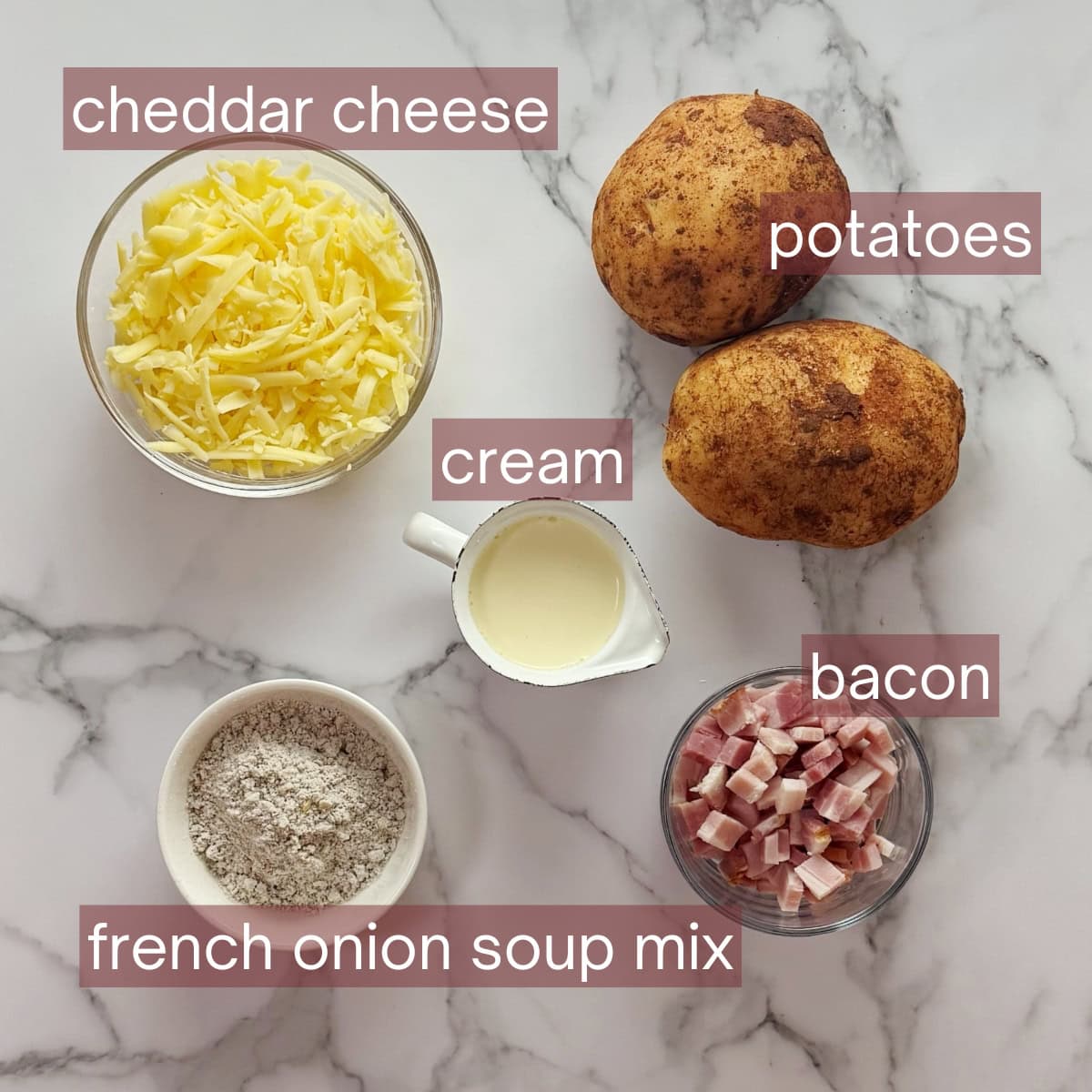 Image showing the ingredients needed to make this recipe including labels.