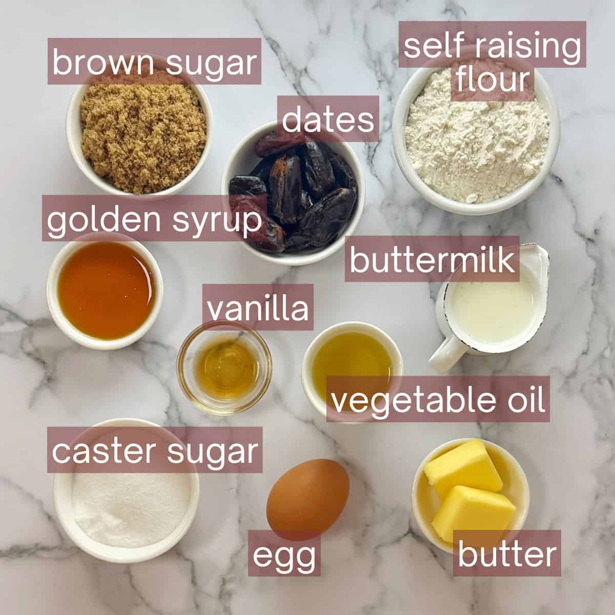 Collage showing the ingredients needed to make this recipe including labels.