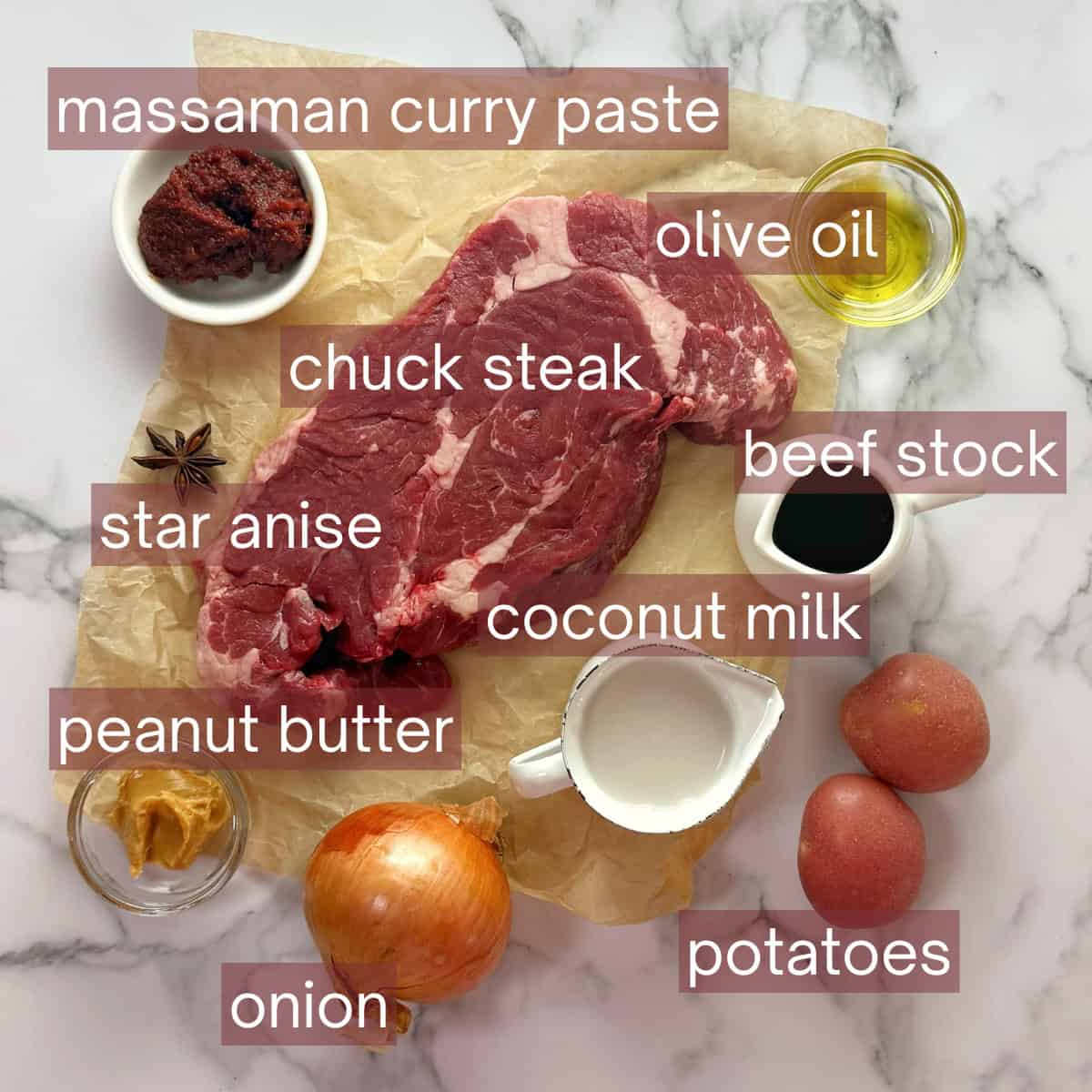 Collage showing ingredients needed to make this recipe including labels.
