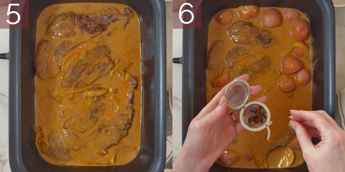 Collage of photographs showing the method of cooking this recipe.